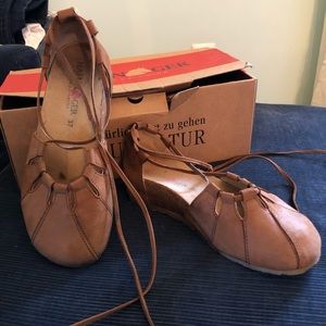 Haflinger Smokey Brown Lace-up Shoes Sz 37
